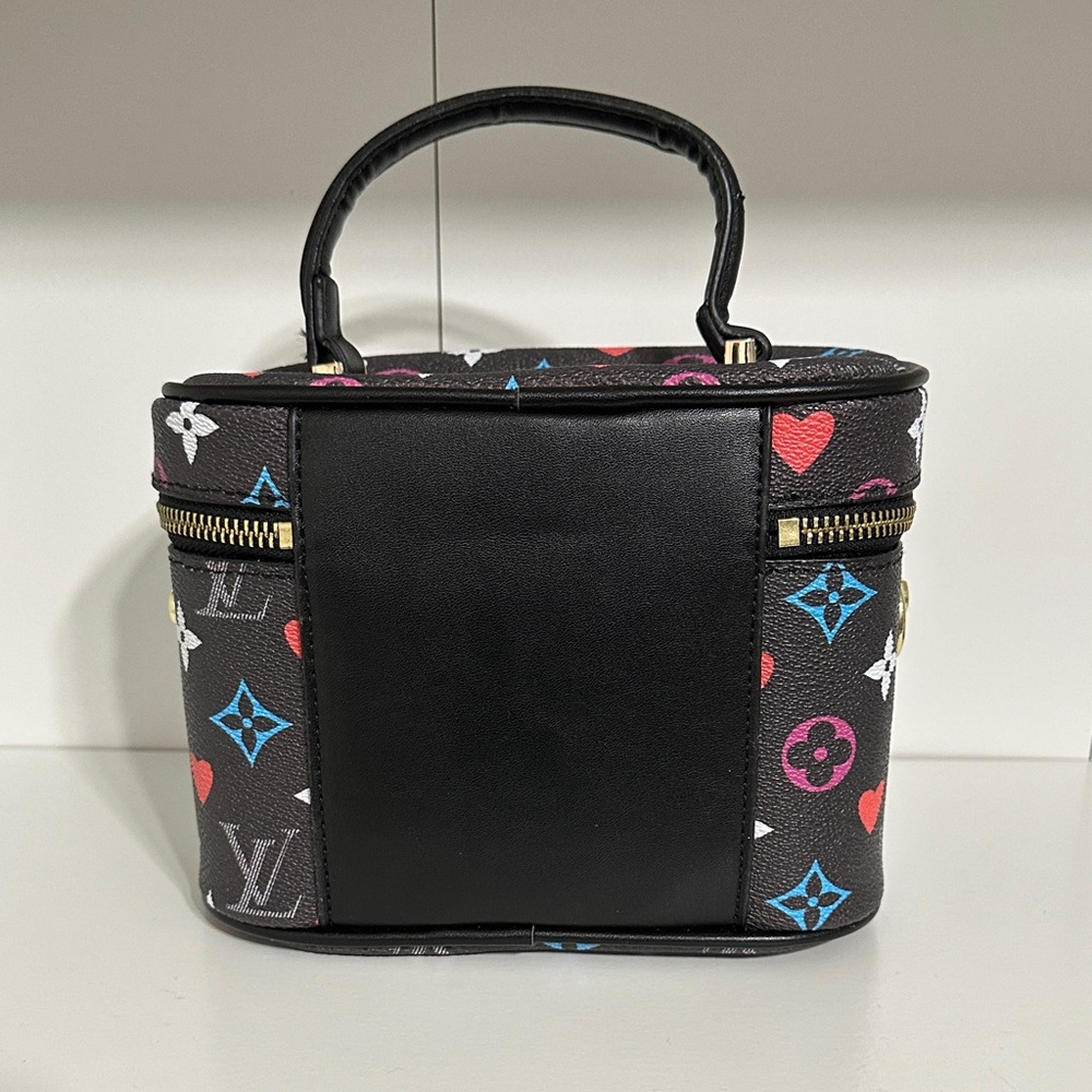 Black Multicolor Flowers Cosmetic Bag - Picture 8 of 16